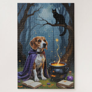 Quebra-cabeça Pintura Caprichosa de Halloween com Cachorro Beagl