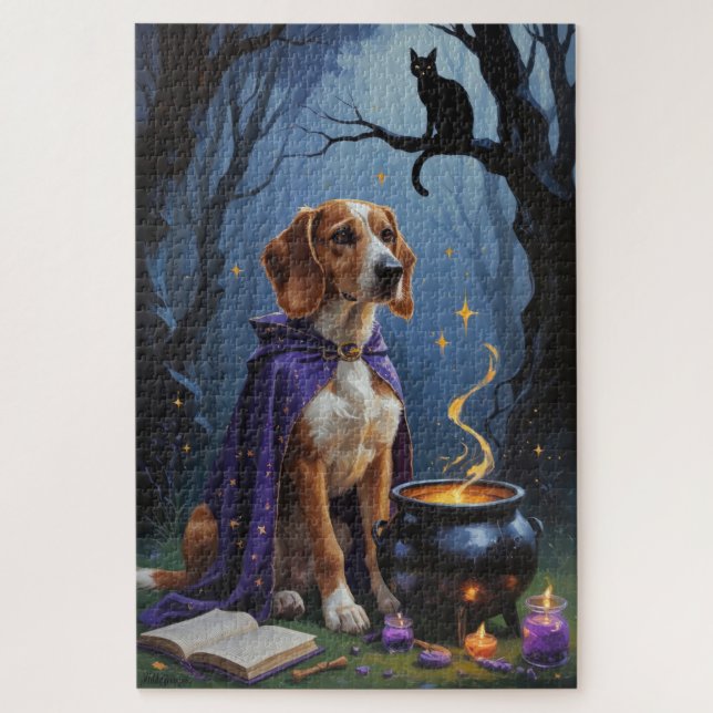 Quebra-cabeça Pintura caprichosa de Halloween de cão Afghan Houn (Vertical)