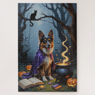 Quebra-cabeça Pintura caprichosa de Halloween do cão pastor belg