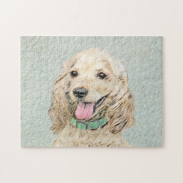Quebra-cabeça Pintura Cocker Spaniel Buff - Arte Original de Cac (Horizontal)