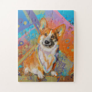 Quebra-cabeça Pintura Colorida de Corgi