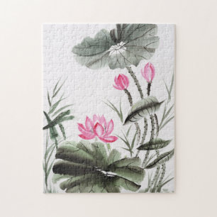 Quebra-cabeça Pintura da aguarela da flor de Lotus