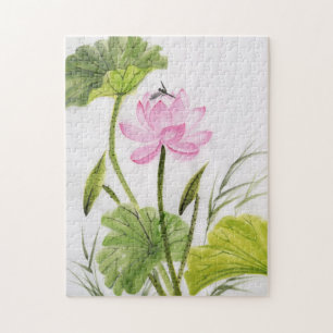 Quebra-cabeça Pintura da aguarela da flor de Lotus 2