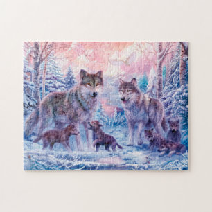 Quebra-cabeça Pintura Da Família De Lobos
