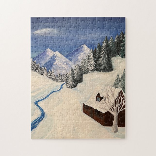 Quebra-cabeça Pintura da Floresta Montanha (Vertical)