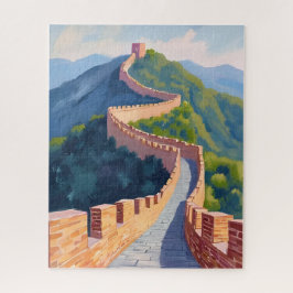 Quebra-cabeça Pintura da Grande Muralha da China Aquarela 