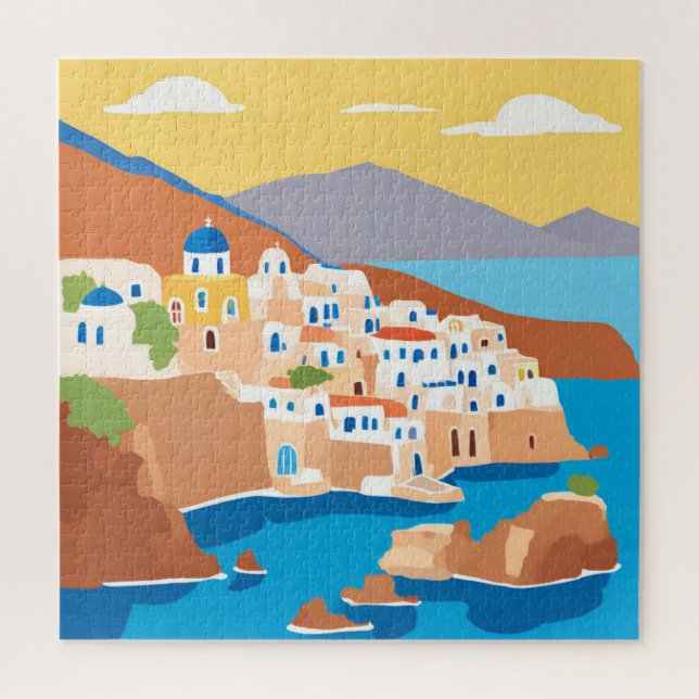 Quebra-cabeça Pintura da ilha Santorini (Vertical)