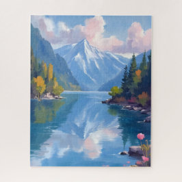 Quebra-cabeça Pintura da Natureza em Aquarela das Montanhas do L