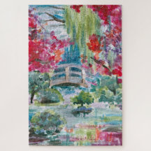 Pintura da ponte de jardim Claude Monet