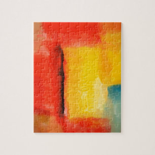 Quebra-cabeça Pintura de Abstrato Amarelo Vermelho Moderno