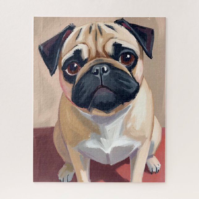 Quebra-cabeça Pintura de animal de estimação Pug  (Vertical)
