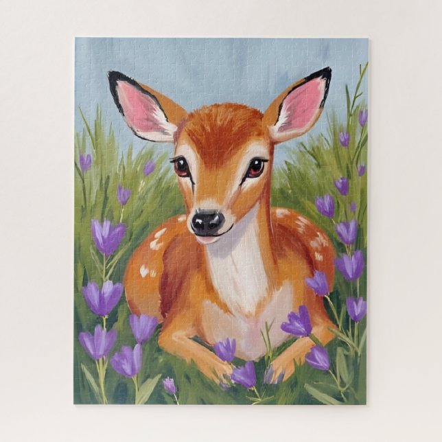 Quebra-cabeça Pintura de Animal Filhote de Veado (Vertical)