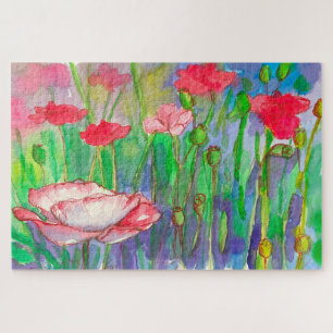 Quebra-cabeça Pintura de Aquarela de Jardim Flor Oriental