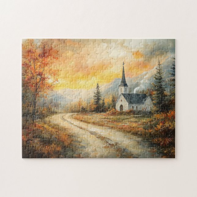 Quebra-cabeça Pintura de Aquarela Russa de Autumn (Horizontal)