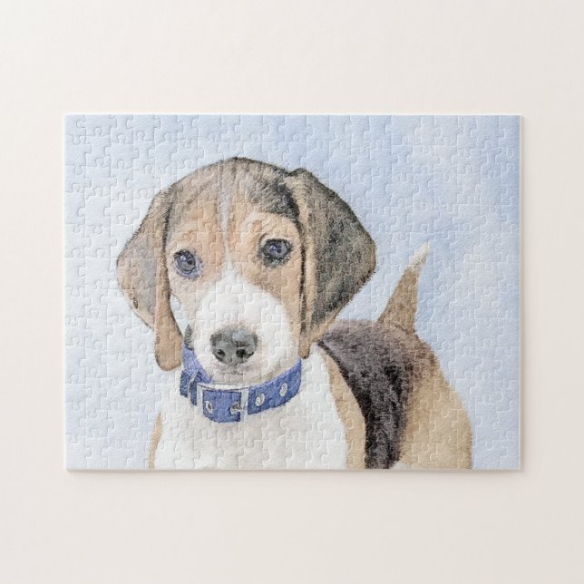 Quebra-cabeça Pintura de Beagle - Arte de Cão Original Bonita (Horizontal)