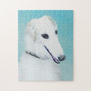 Quebra-cabeça Pintura de Borzoi (branca) - Arte de Cachorro Orig