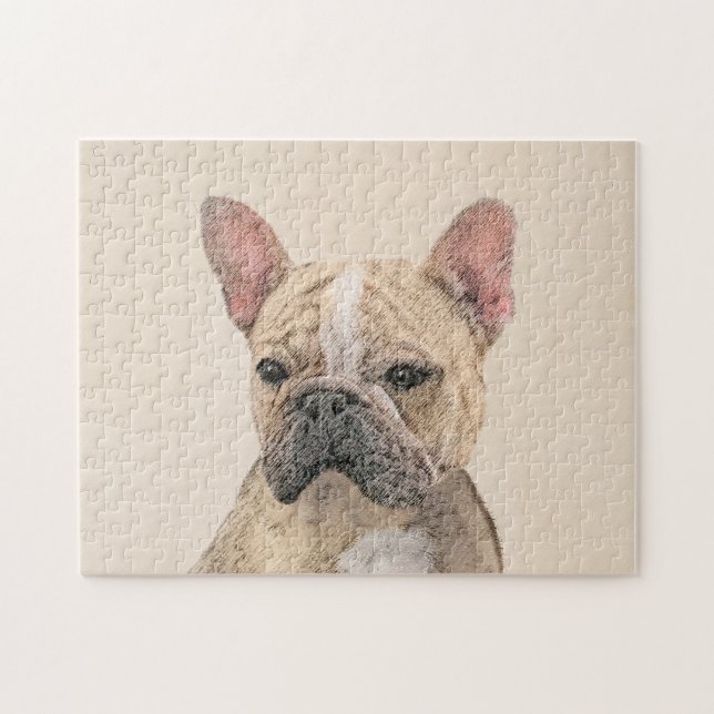 Quebra-cabeça Pintura de Bulldog Francês (Sable) - Original Fofo (Horizontal)