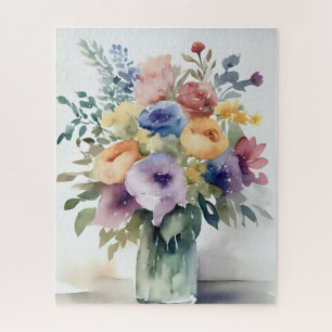 Quebra-cabeça Pintura de Buquê Floral em Aquarela