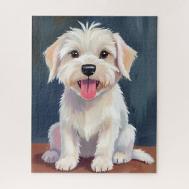 Quebra-cabeça Pintura de Cachorro Branco de Filhote Maltês