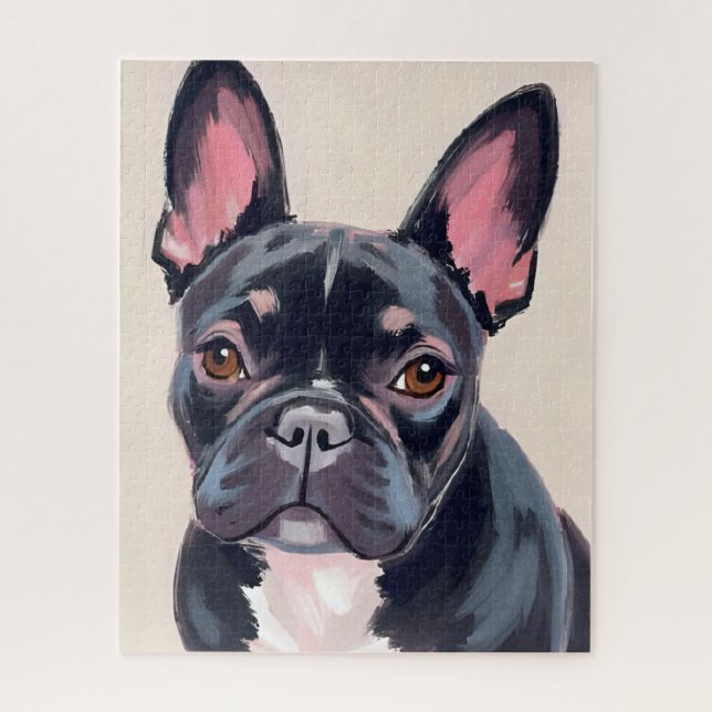 Quebra-cabeça Pintura de Cachorro Bulldog Francês (Vertical)