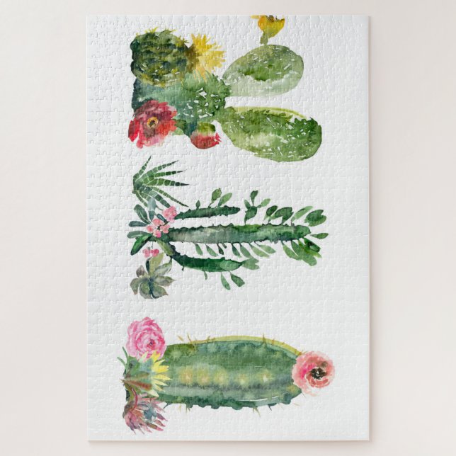 Quebra-cabeça Pintura de Cactus Aquarela (Vertical)