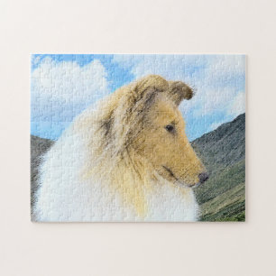 Quebra-cabeça Pintura de Collie em Montanhas (Rough) - Arte Cani