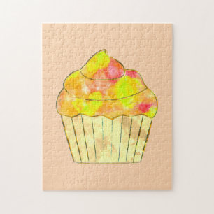 Quebra-cabeça Pintura de Cupcake de Aquarela