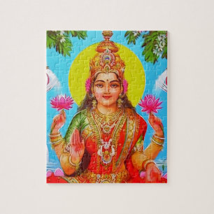 Quebra-cabeça Pintura de Diwali dos elefantes brancos de Lakshmi