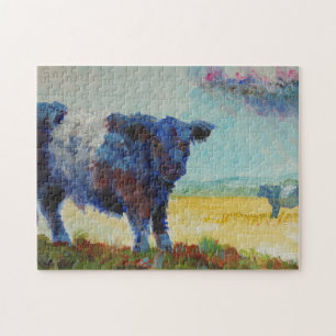 Quebra-cabeça Pintura de duas vacas cercadas de Galloway