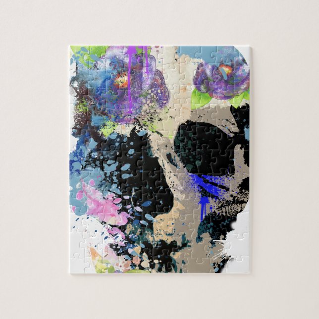 Quebra-cabeça Pintura de esqueleto do crânio louco da fantasia (Vertical)