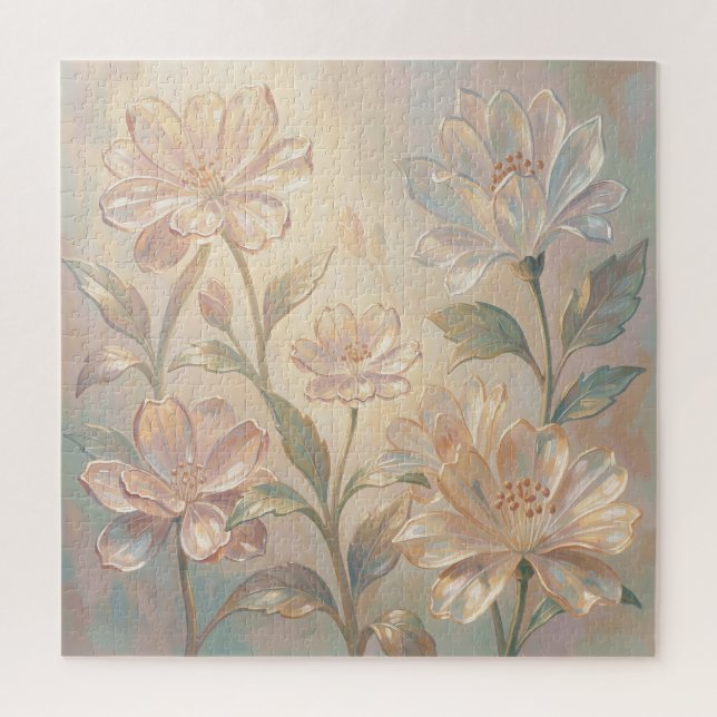 Quebra-cabeça Pintura de Flor de Pêssego em Pastel Suave (Vertical)