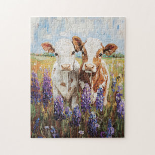 Quebra-cabeça Pintura De Flores De Lupina De Vaca
