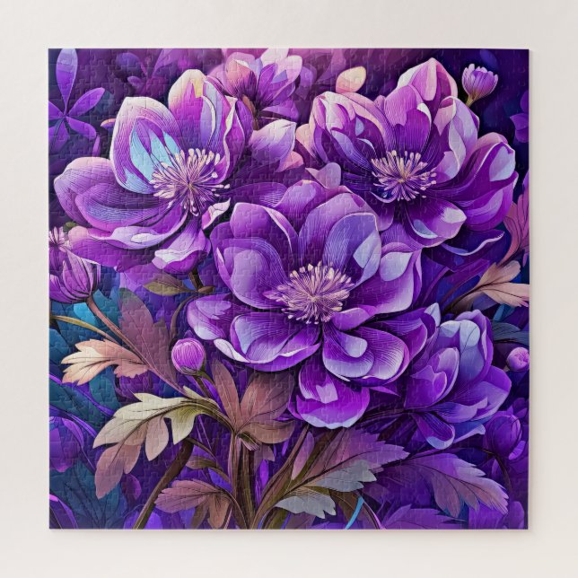 Quebra-cabeça Pintura de flores roxas (Vertical)
