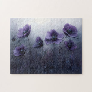 Quebra-cabeça Pintura de Flores Roxas Góticas