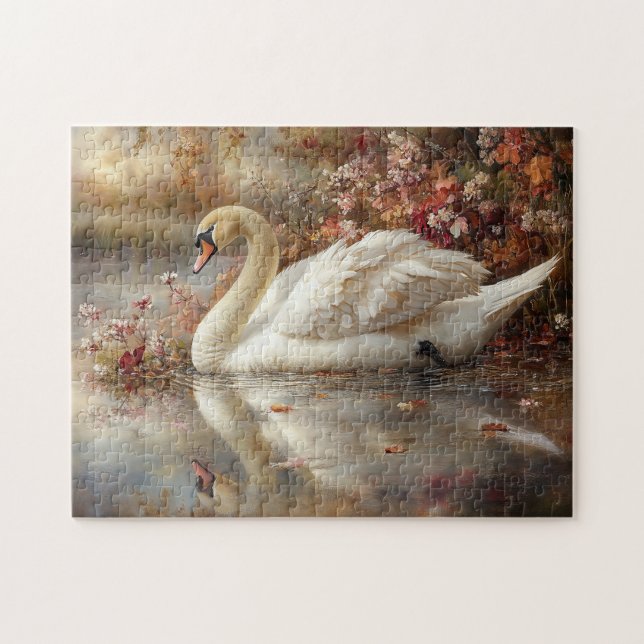 Quebra-cabeça Pintura de Folhagem de Swan Pastel Autumn (Horizontal)