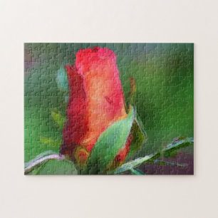 Quebra-cabeça Pintura de Fotografias com Aquarela de Flor Vermel