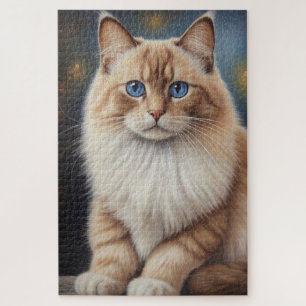 Quebra-cabeça Pintura de Gato Ragdoll Elegante