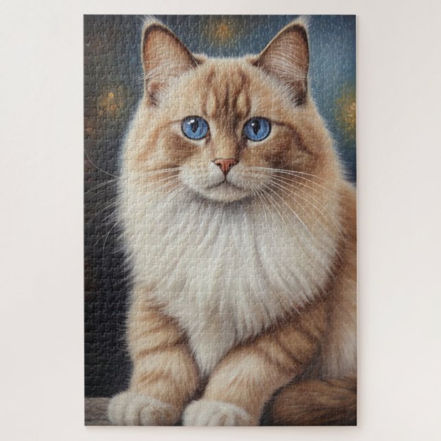 Quebra-cabeça Pintura de Gato Ragdoll Elegante (Vertical)