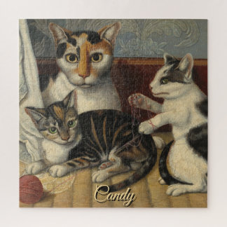 Quebra-cabeça Pintura de Gatos com Doces e Gatinho