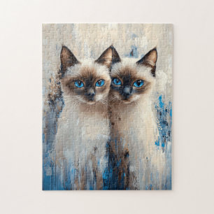 Quebra-cabeça Pintura de Gatos Siameses Negros
