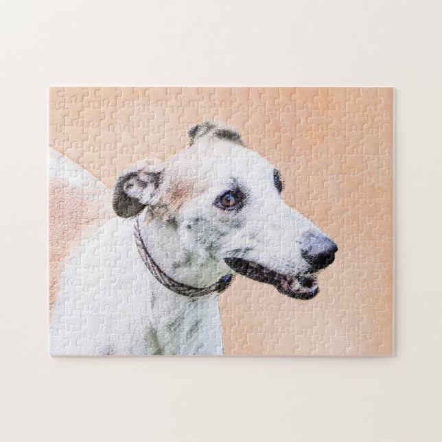 Quebra-cabeça Pintura de Greyhound - Arte de Cachorro Original (Horizontal)
