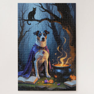 Quebra-cabeça Pintura de Halloween Caprichosa do Cão Blue Heeler