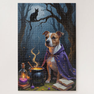 Quebra-cabeça Pintura de Halloween Caprichosa do Cão Bull Terrie