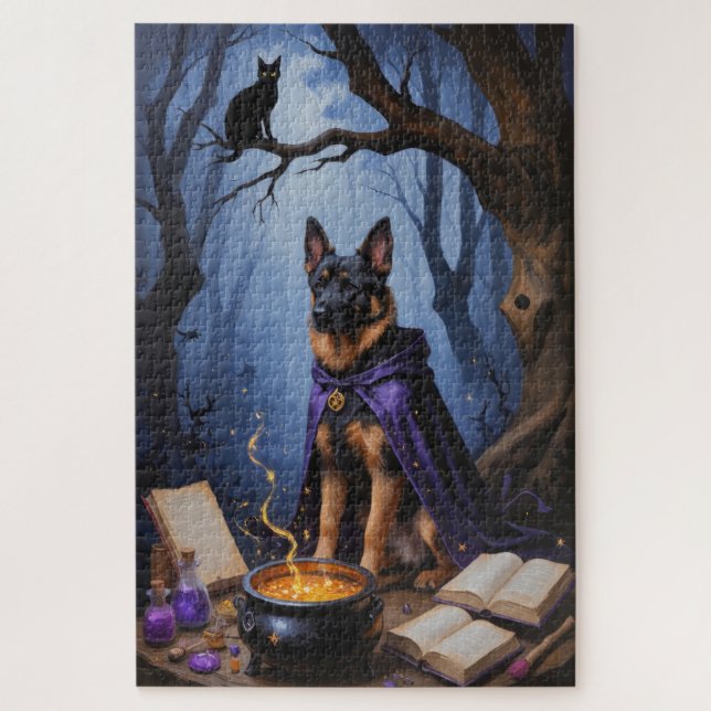 Quebra-cabeça Pintura de Halloween Caprichosa do Cão Malinois Be (Vertical)