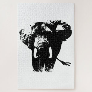 Quebra-cabeça Pintura de ilustração animal de elefante branco 