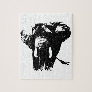Quebra-cabeça Pintura de ilustração animal de elefante branco 