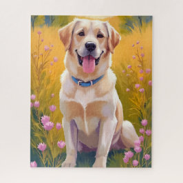 Quebra-cabeça Pintura de Labrador Retriever Cachorro Amarelo 