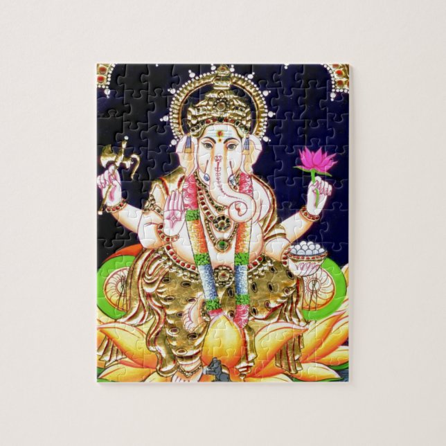QUEBRA-CABEÇA PINTURA DE LOTUS GANESHA TANJORE (Vertical)