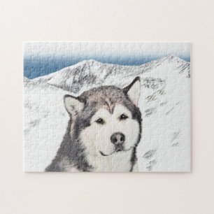 Quebra-cabeça Pintura de Malamute no Alasca - Arte de Cachorro O