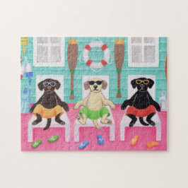 Quebra-cabeça Pintura de Meninos da Beach House Labrador
